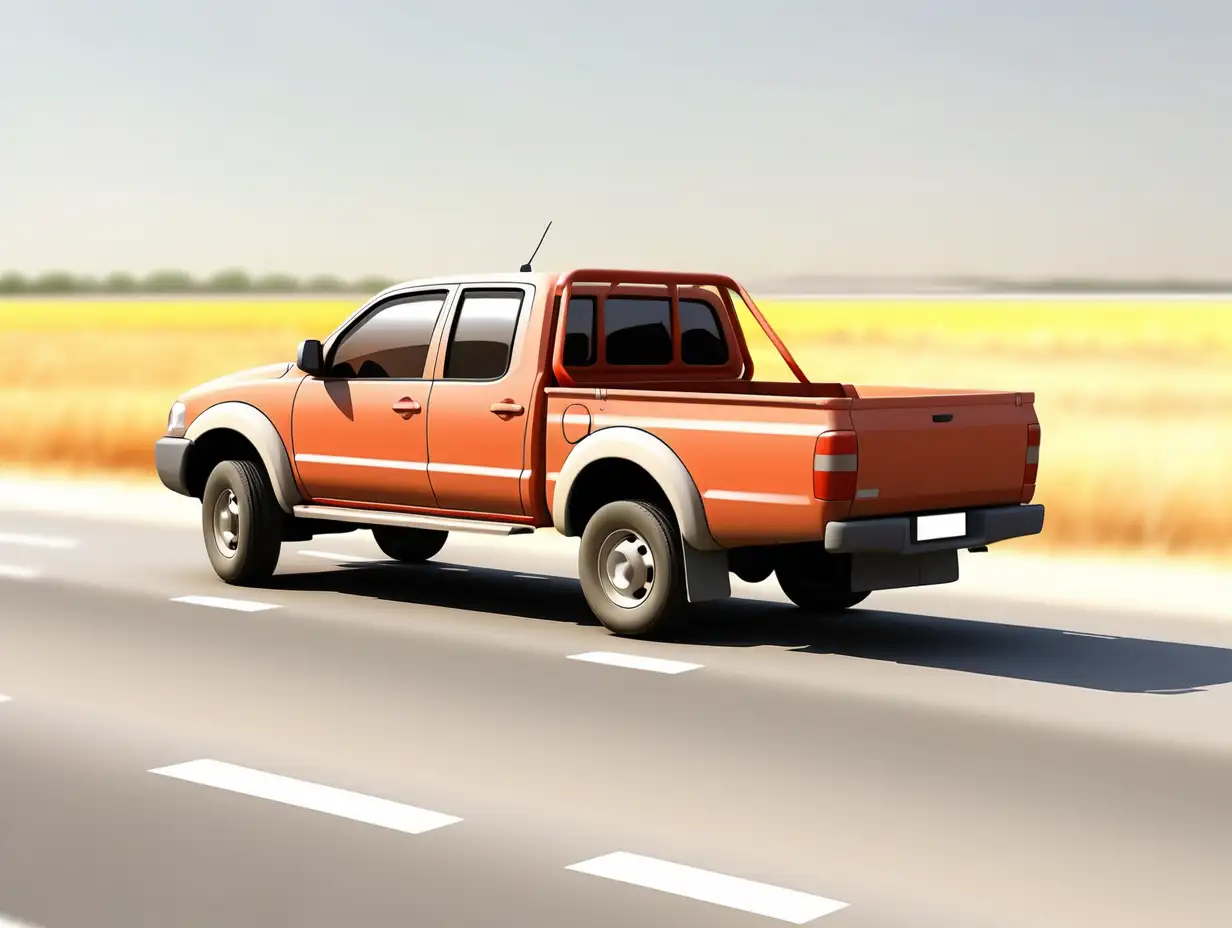 pick up car on empty road side view

