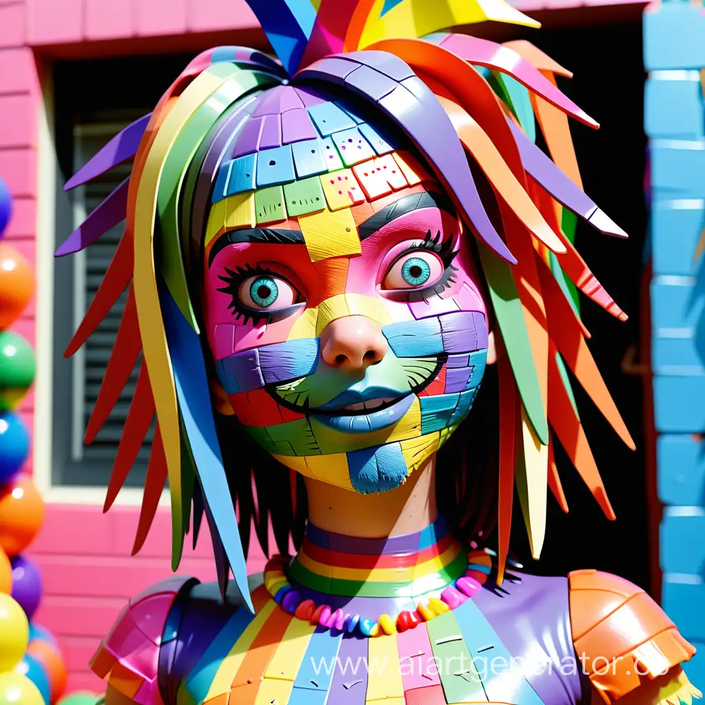 Colorful-Latex-Pinata-Girl-Whimsical-Rainbow-Doll-with-Rubber-Sticker-Features