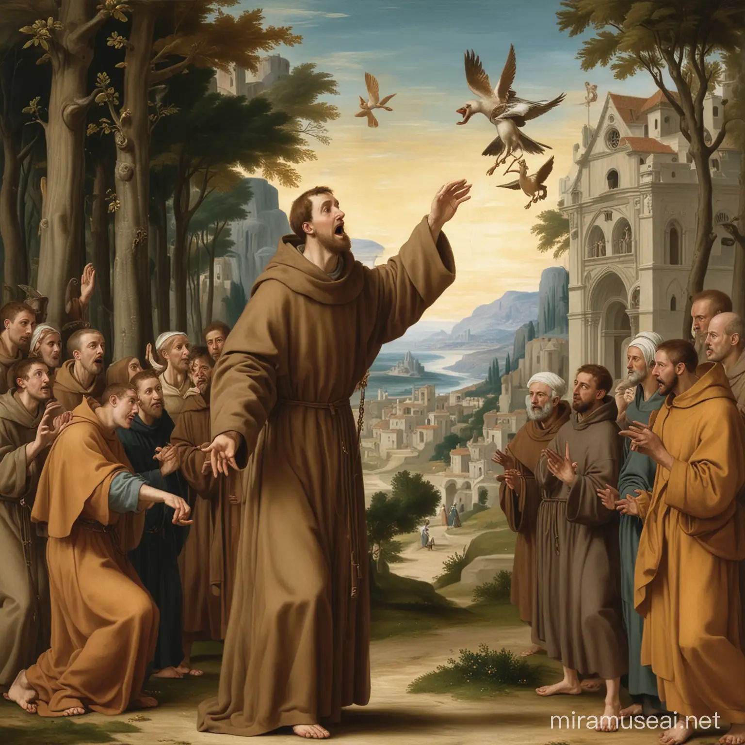St Francis of Assisi Preaching Sermon in Nature