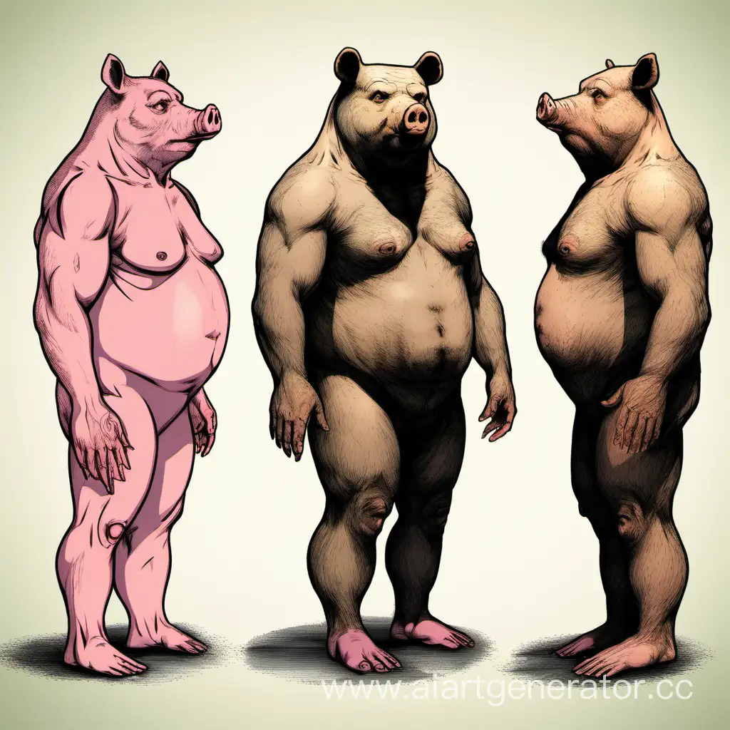 HumanBearPig-Transformation-Process