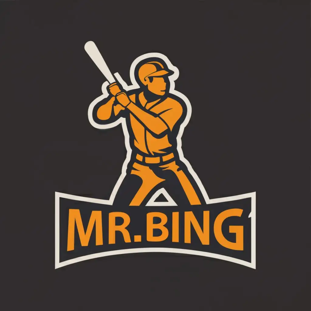 LOGO-Design-for-Mr-Bing-Dynamic-Baseball-Player-Silhouette-on-a-Sleek-Background