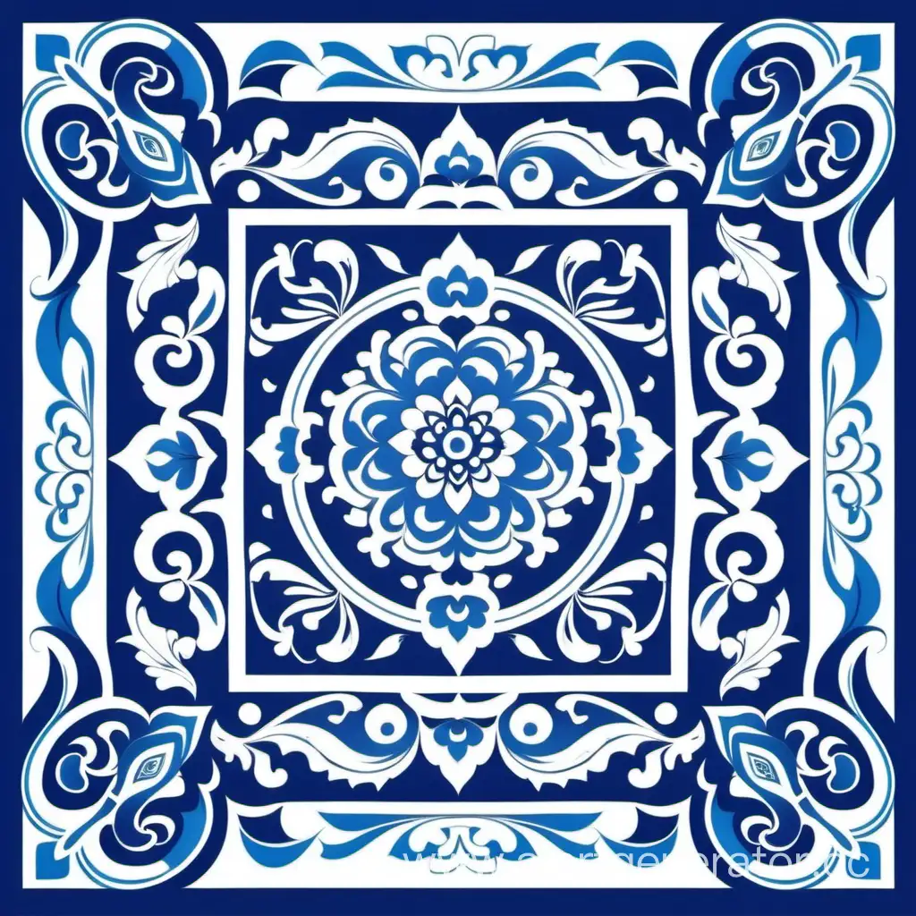 Oriental Ornamental Elements, Decorative Elements, Traditional patterns, square blue and white vector 