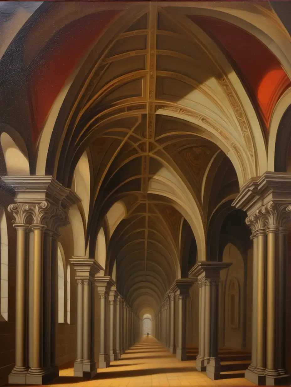 Baroque Style Vaults Painted on Canvas