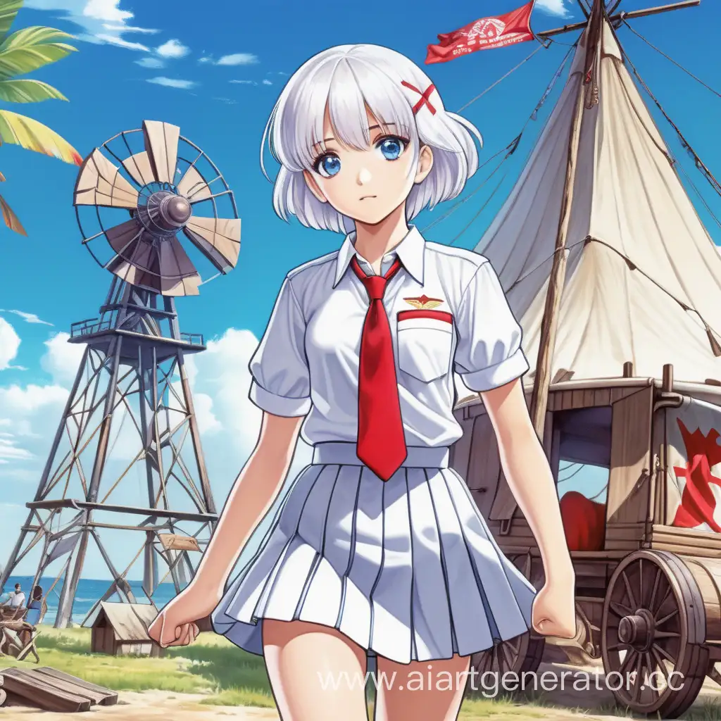 Anime-Style-Girl-in-Pioneer-Uniform-at-USSR-Camp