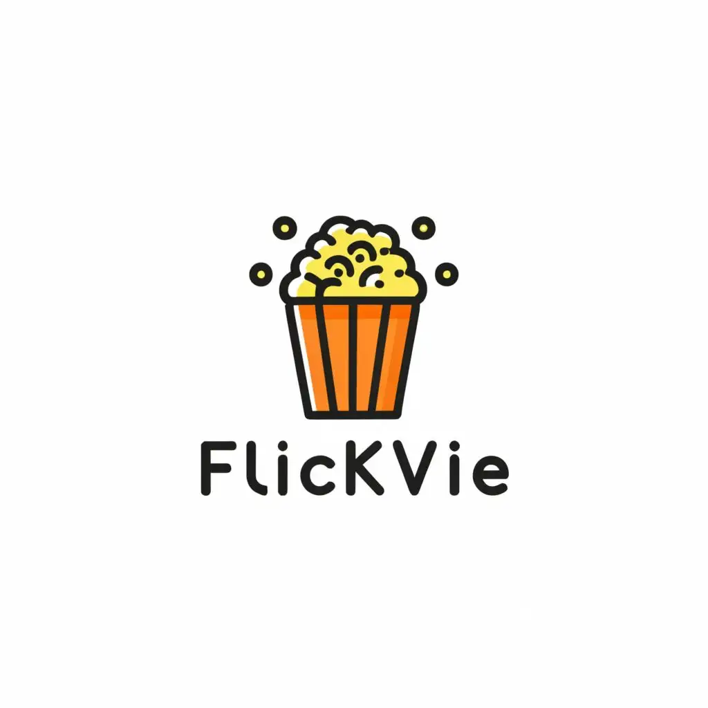 a logo design,with the text "flickvie", main symbol:"""
popcorn

""",Minimalistic,be used in Entertainment industry,clear background