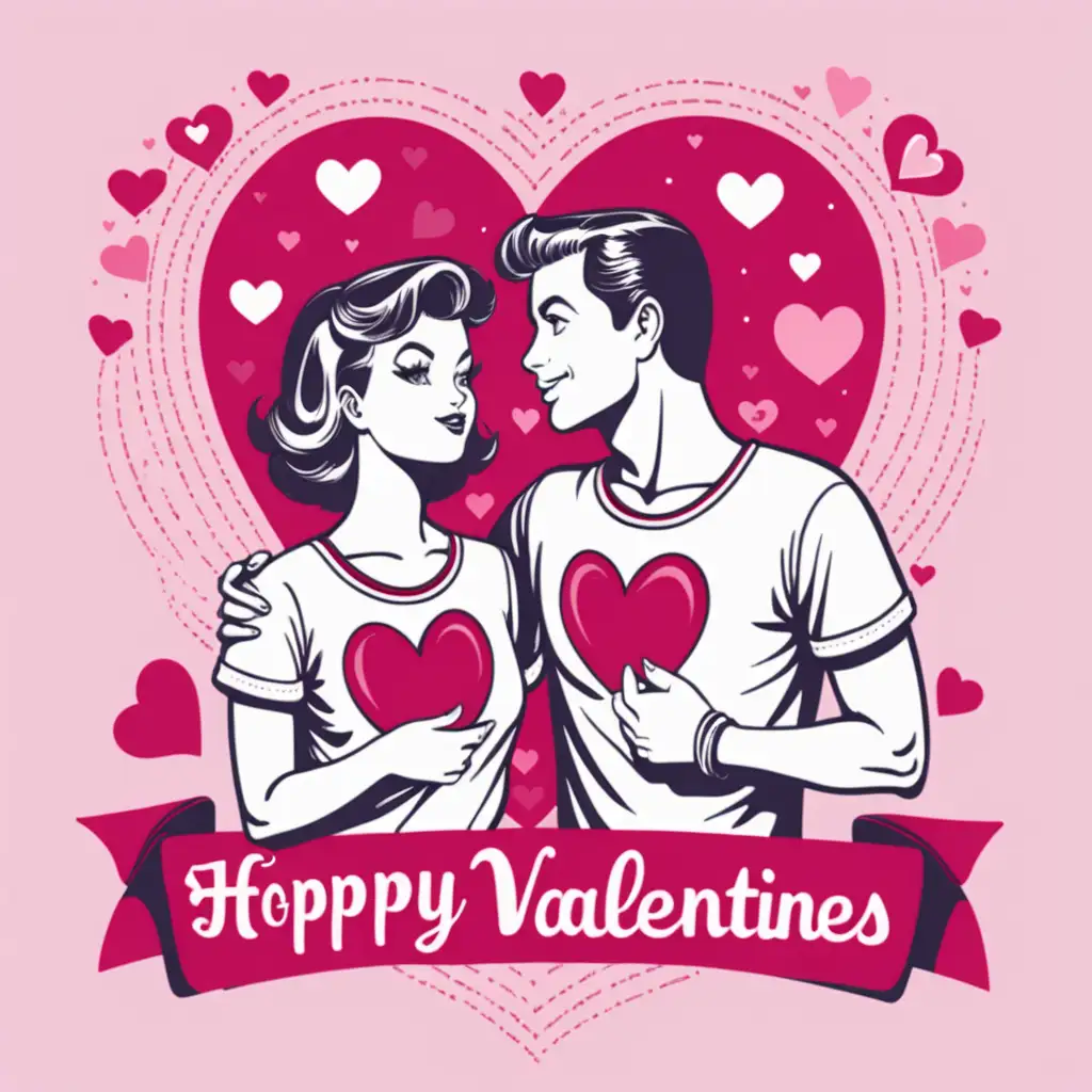 Retro TShirt Design with Valentines Theme
