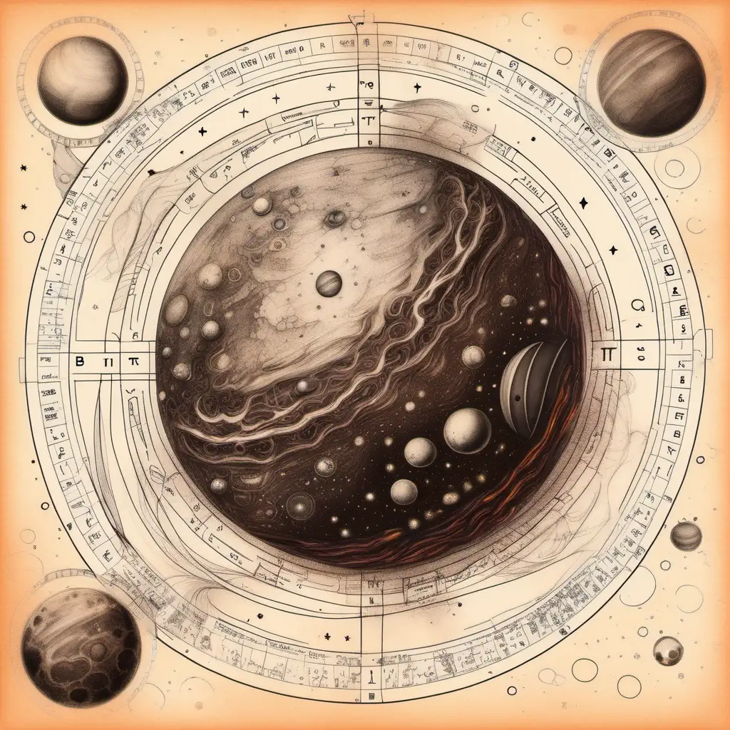 Apocalyptic Astrology Surreal ColorSoft Pencil Drawing of a Scorched Planet