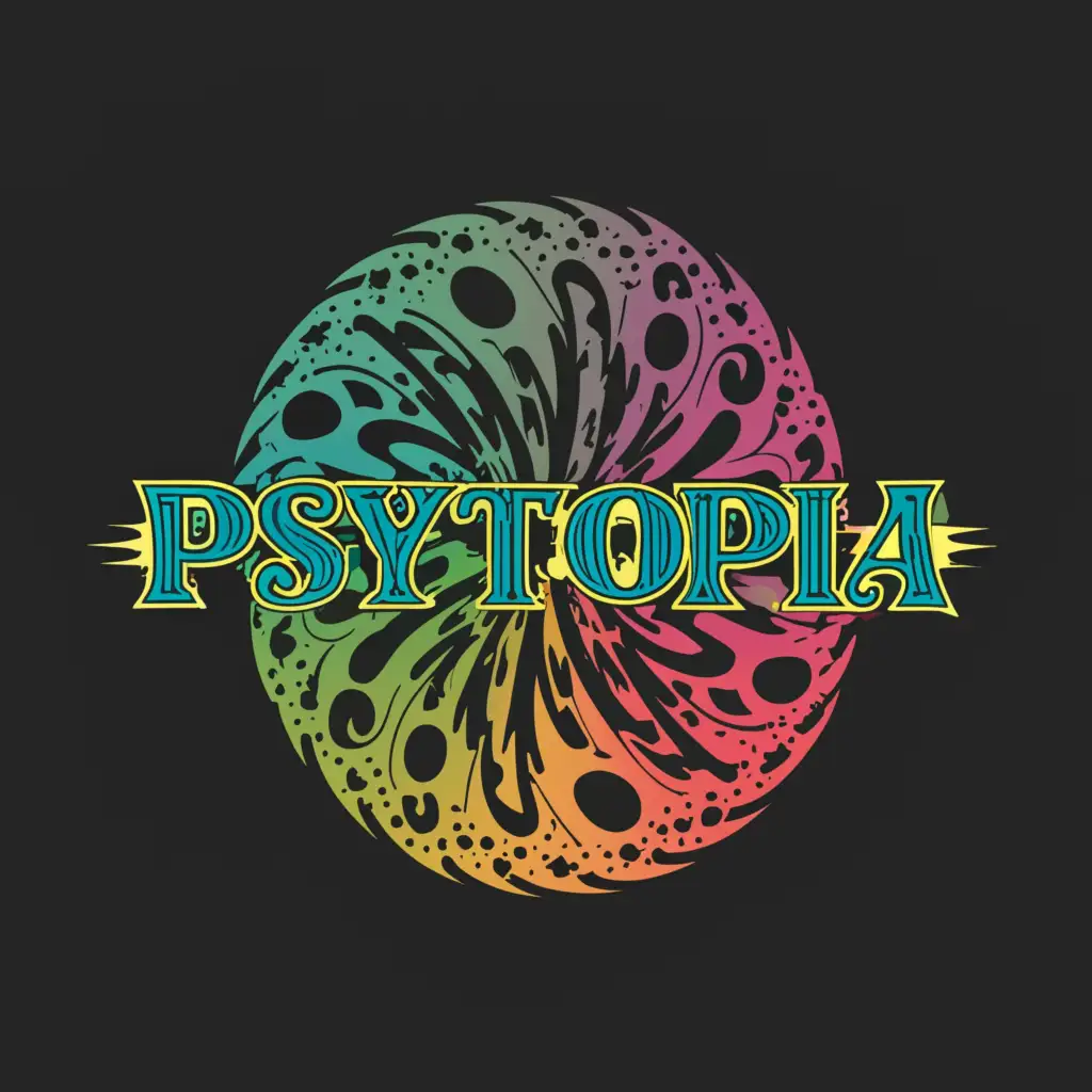 a logo design, with the text 'Psytopia', main symbol: a logo design, with the text 'PSYTOPİA', main symbol: Psychedelic Trippy, Moderate, to be used in Entertainment industry, clear background, Moderate, clear background