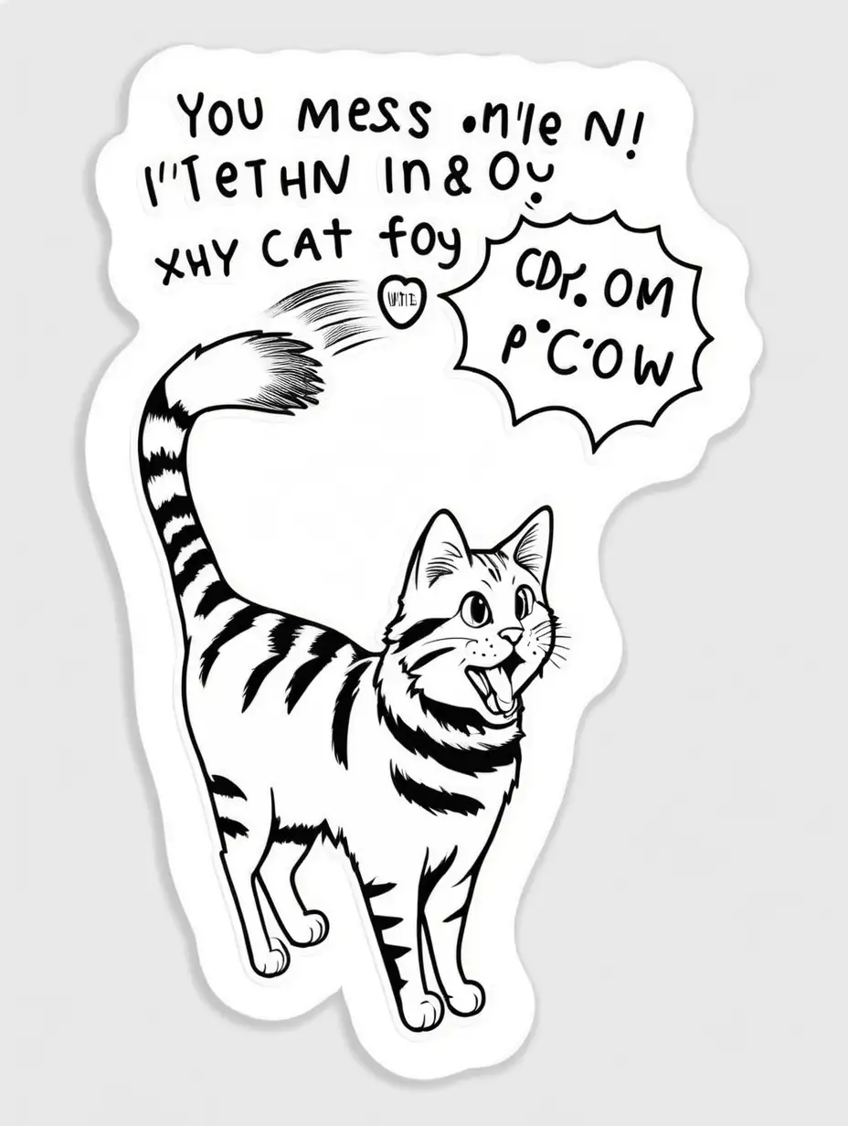 Cartoon Cat Sticker Drawing Playful Feline Illustration Clipart