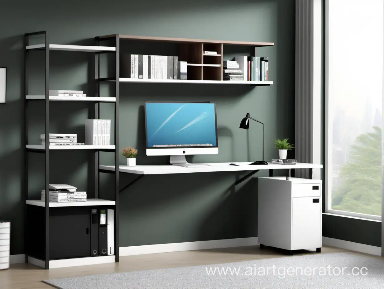 Contemporary-Computer-Desk-with-Window-View-and-Storage-Cabinet