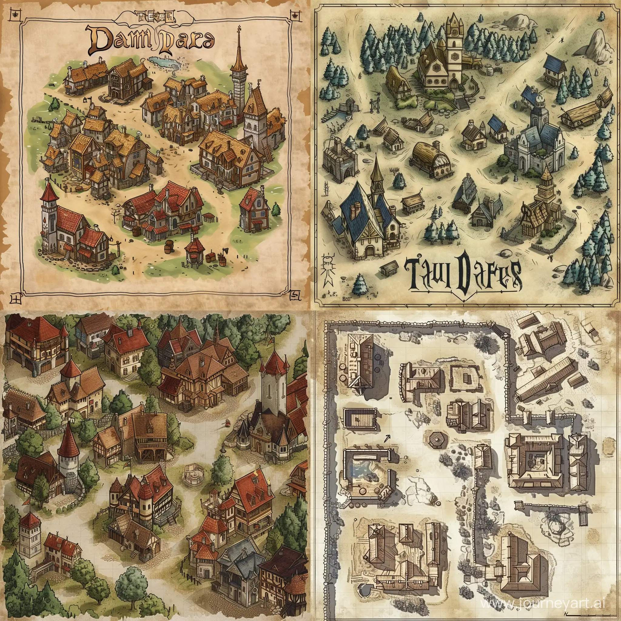 location map dungeon and dragons without grid, location - town, taverns, buildings