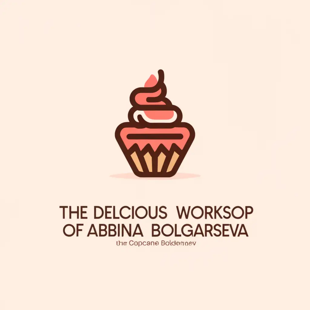 a logo design,with the text "The delicious workshop of Albina Bolgartseva", main symbol:cupcake, cake, chocolate,Minimalistic,be used in Restaurant industry,clear background