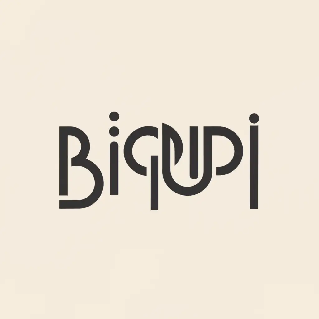 a logo design,with the text "BIGUDI", main symbol:letters,Minimalistic,clear background