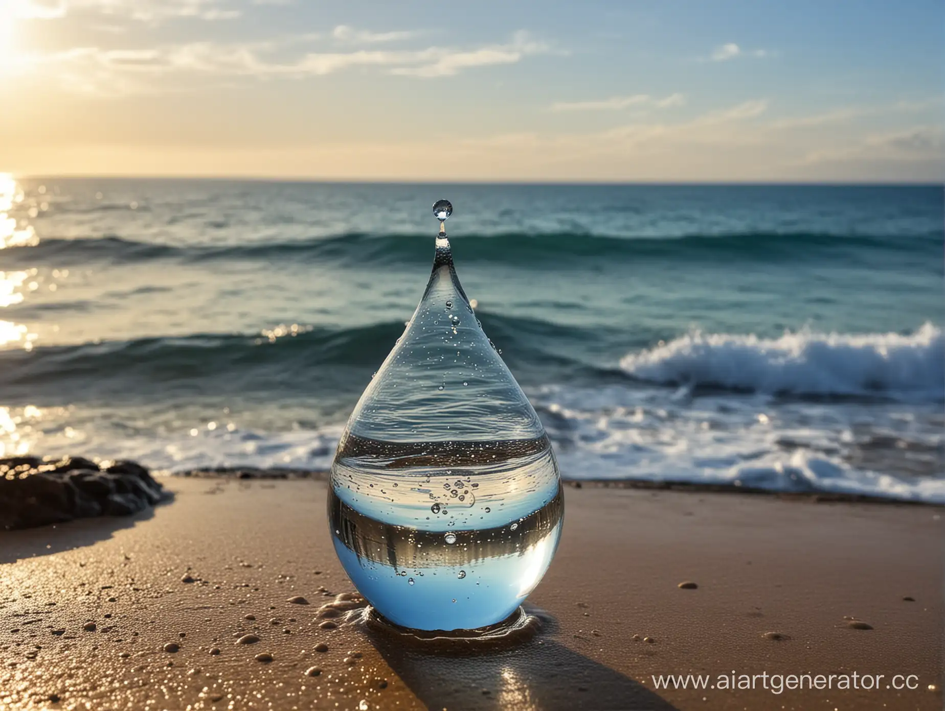 Ocean-Backdrop-Glistening-Water-Drop