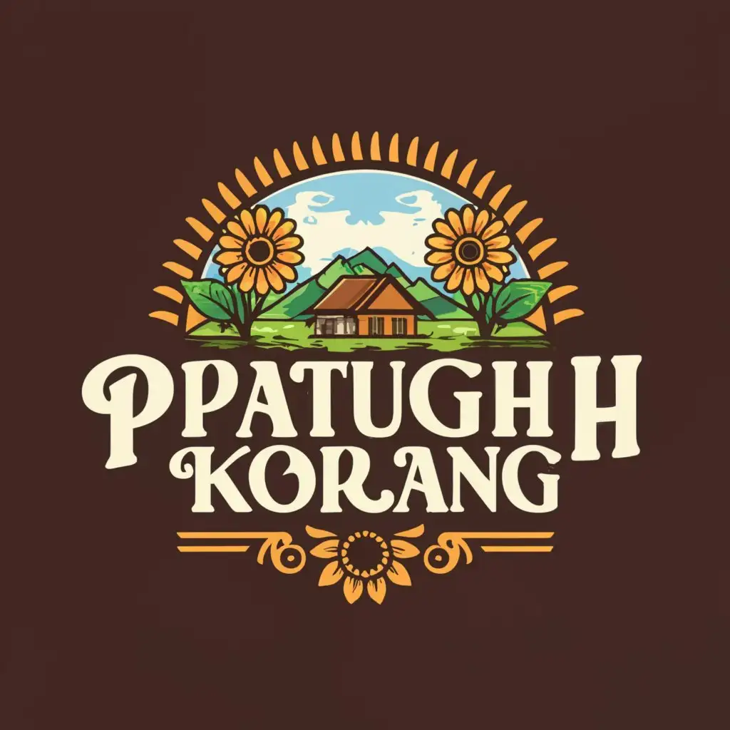 a logo design,with the text "patugh korang", main symbol:typography
Village
plain
Mountain
Anemones and sunflowers
,Moderate,clear background
