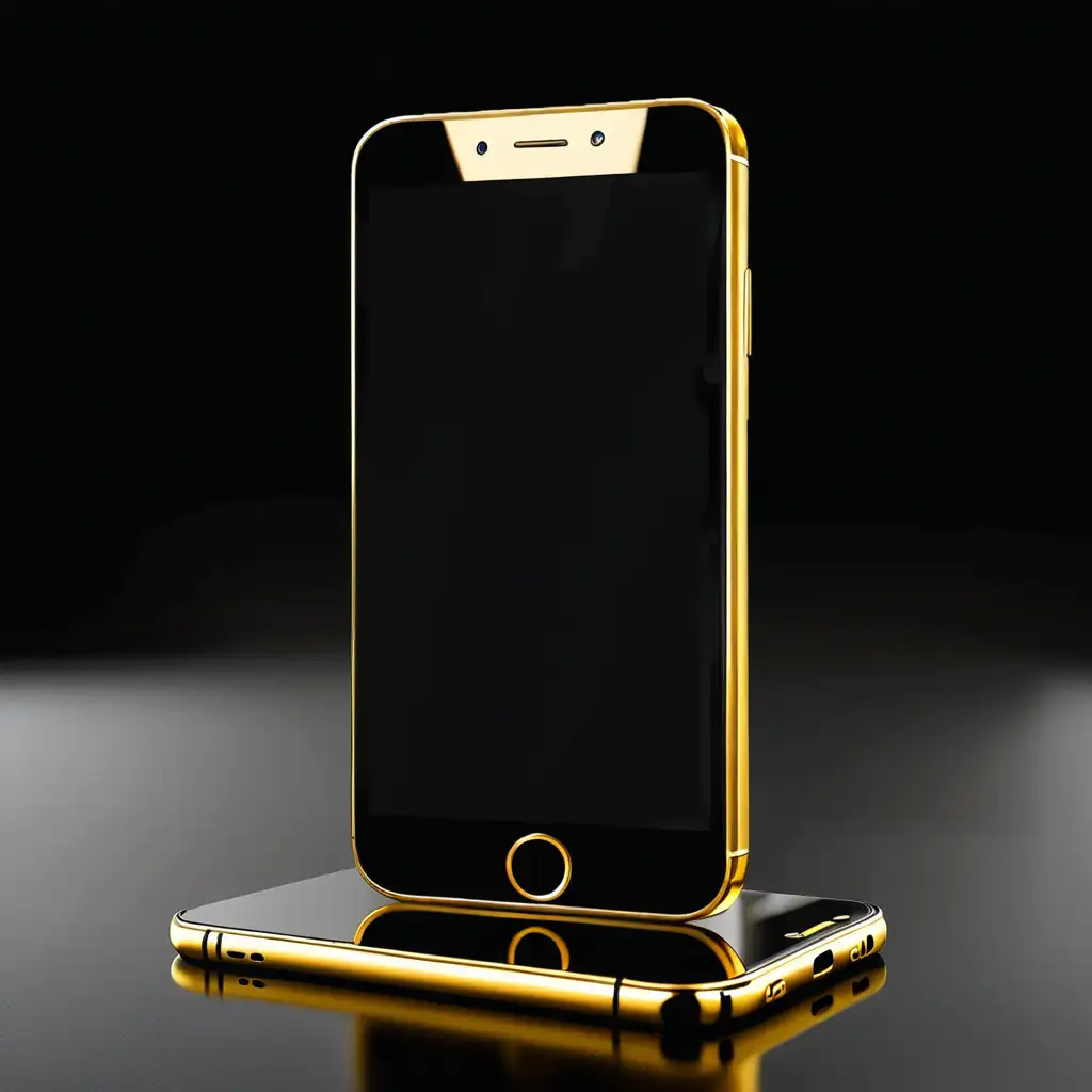 Elegant Mockup Golden Smartphone with Black Screen