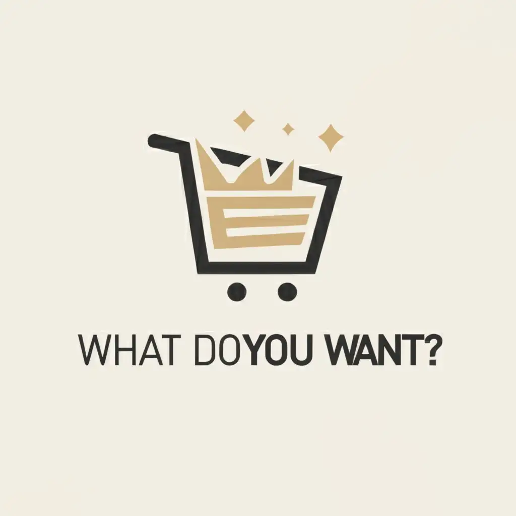 a logo design,with the text "What do you want?", main symbol:shop,Minimalistic,clear background