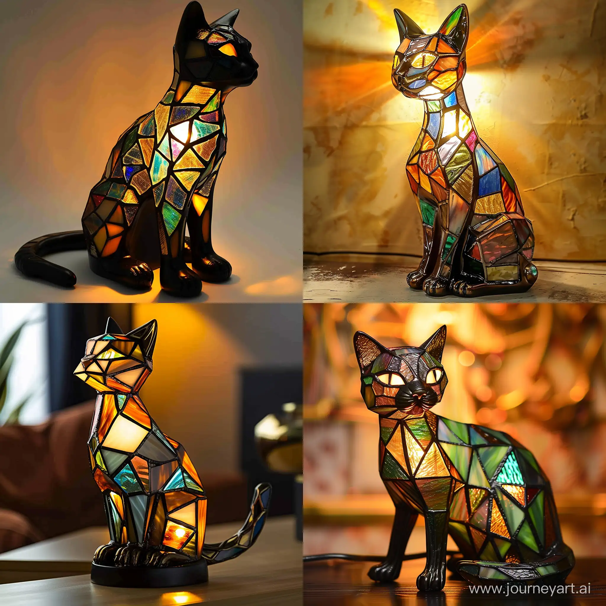 CatShaped-Desk-Lamp-with-Colored-Stained-Glass