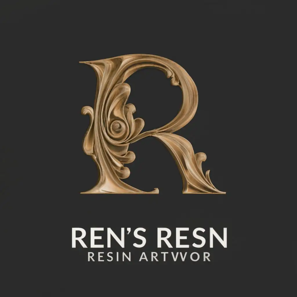 a logo design,with the text "Ren's Resin Artwork", main symbol:Letter R,complex,clear background
