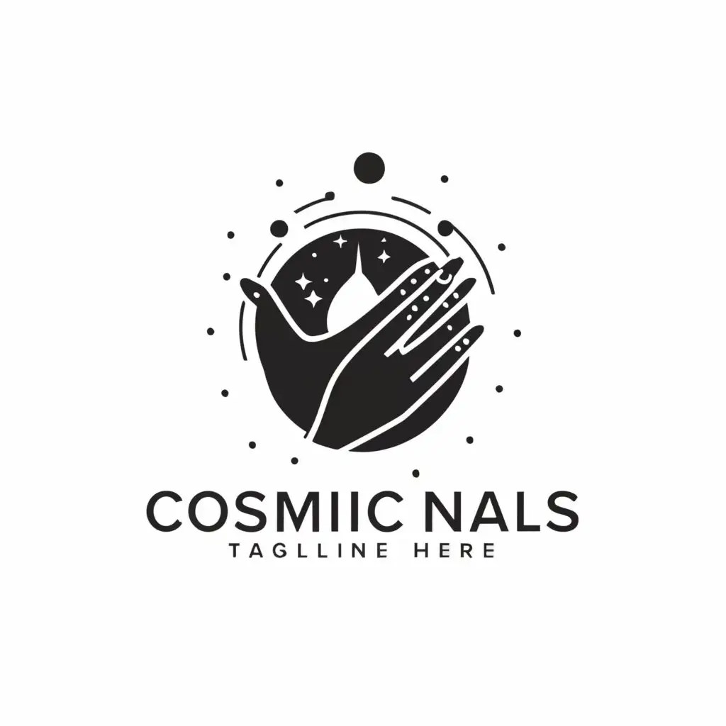 a logo design,with the text "Cosmic nails", main symbol:Hand, nail, cosmic,Minimalistic,be used in Beauty Spa industry,clear background