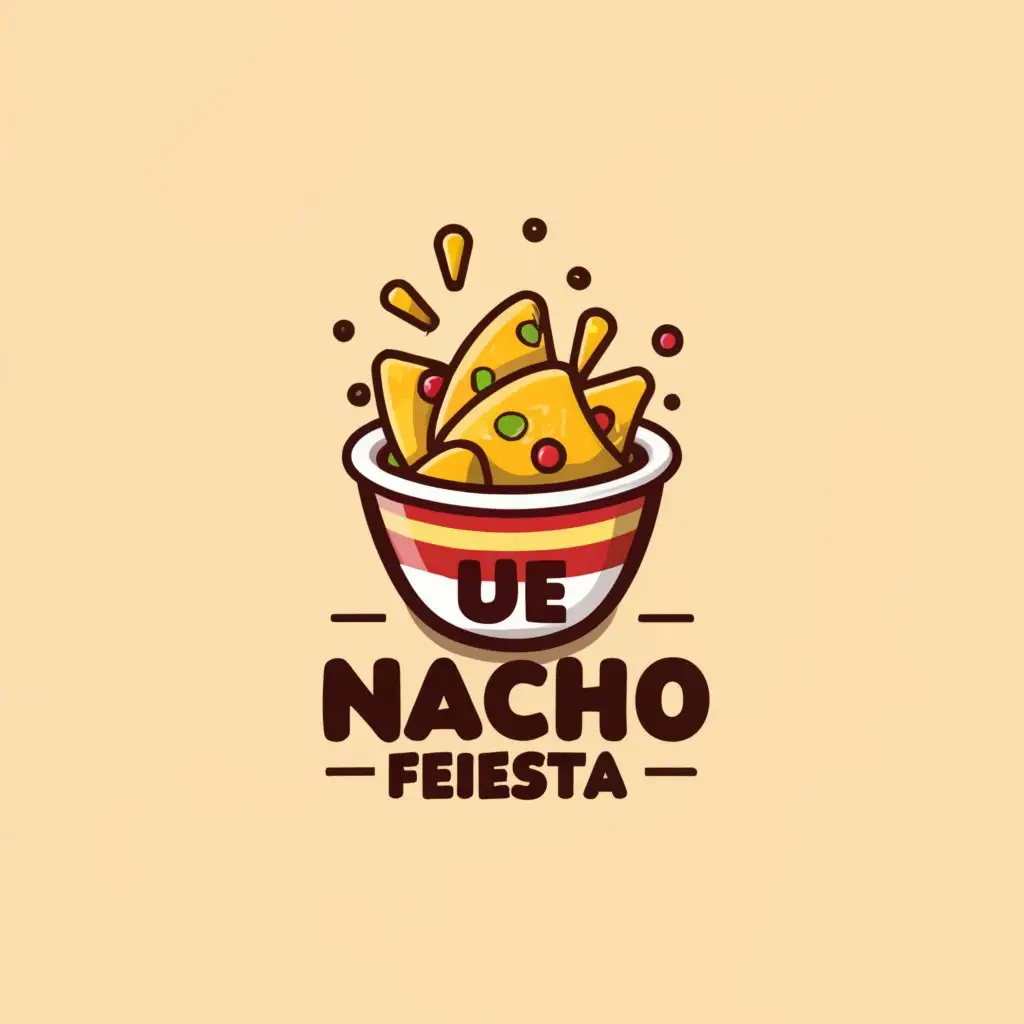 LOGO-Design-For-UE-Nacho-Fiesta-Vibrant-Nacho-in-Cup-Emblem-for-Restaurant-Branding