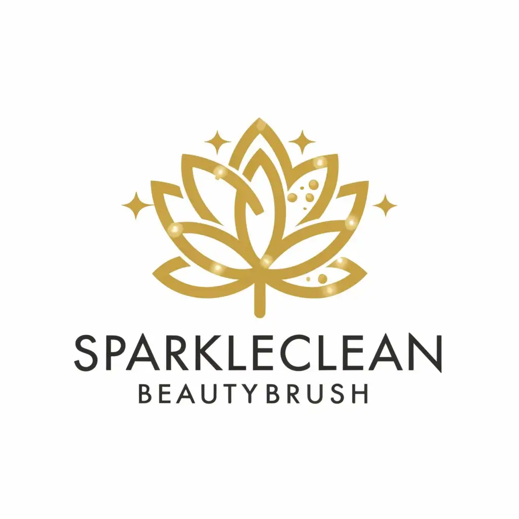LOGO-Design-For-SparkleClean-BeautyBrush-Elegant-Flower-Emblem-on-a-Clear-Background