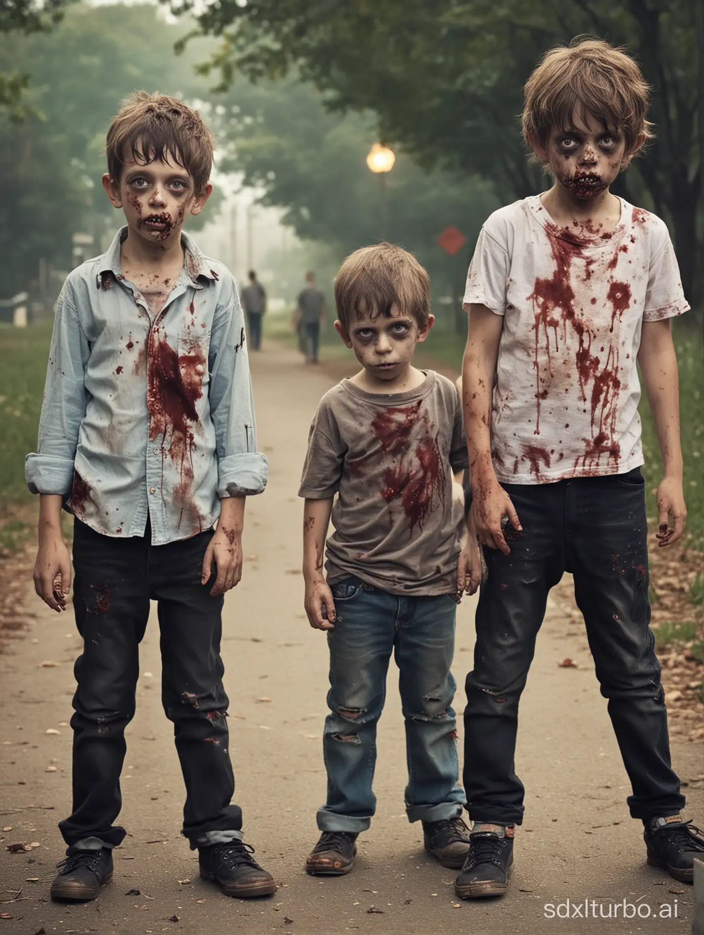 Playful-Little-Boys-with-Zombie-Costume