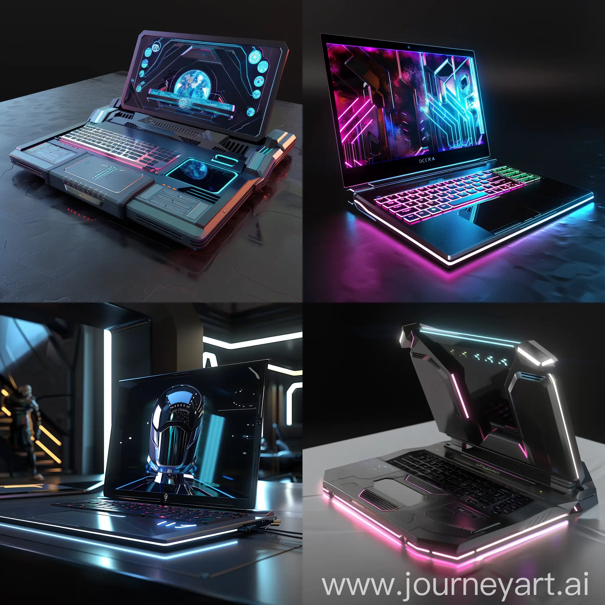 Futuristic laptop, octane render --stylize 50