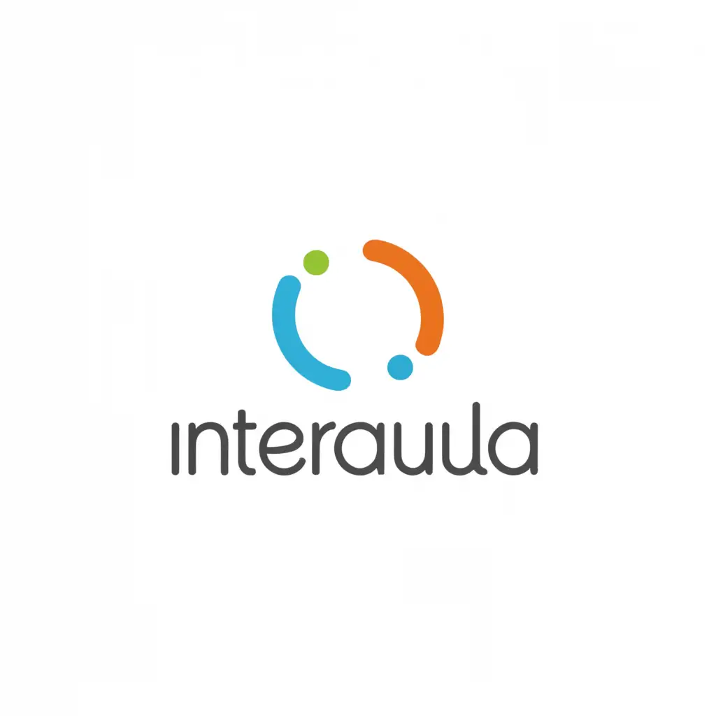 a logo design,with the text "Interaula", main symbol:A logo that visually represents the interaula company brand, with a minimalist design and a special highlight for the lowercase letter 'i', symbolizing an information icon.,Minimalistic,be used in Internet industry,clear background