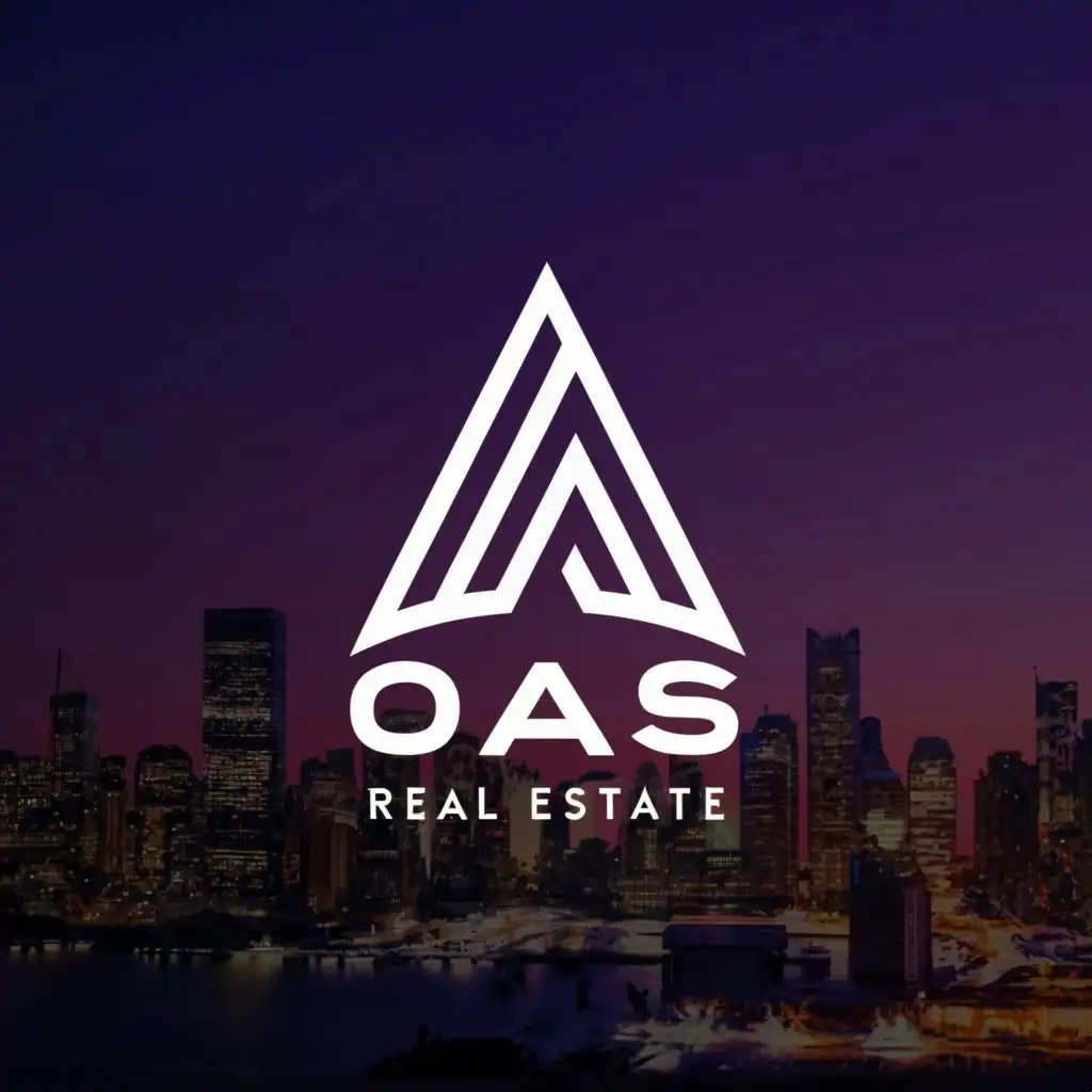 a logo design, with the text 'OAS', main symbol: TRIANGLE, BUILDING, complex, to be used in Real Estate industry, clear background