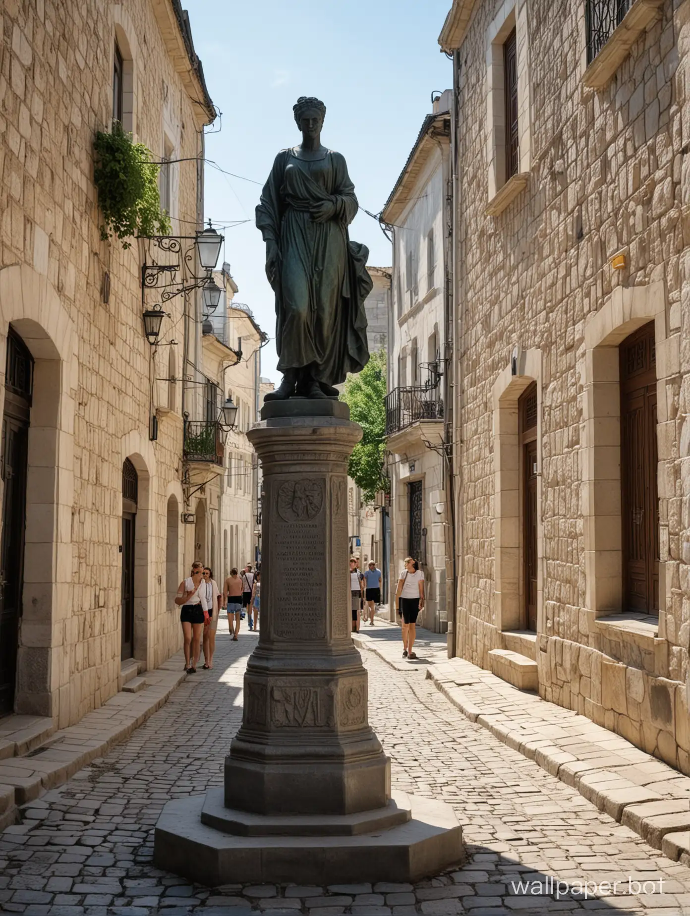 Crimea, old town, street, monument, people in summer clothes