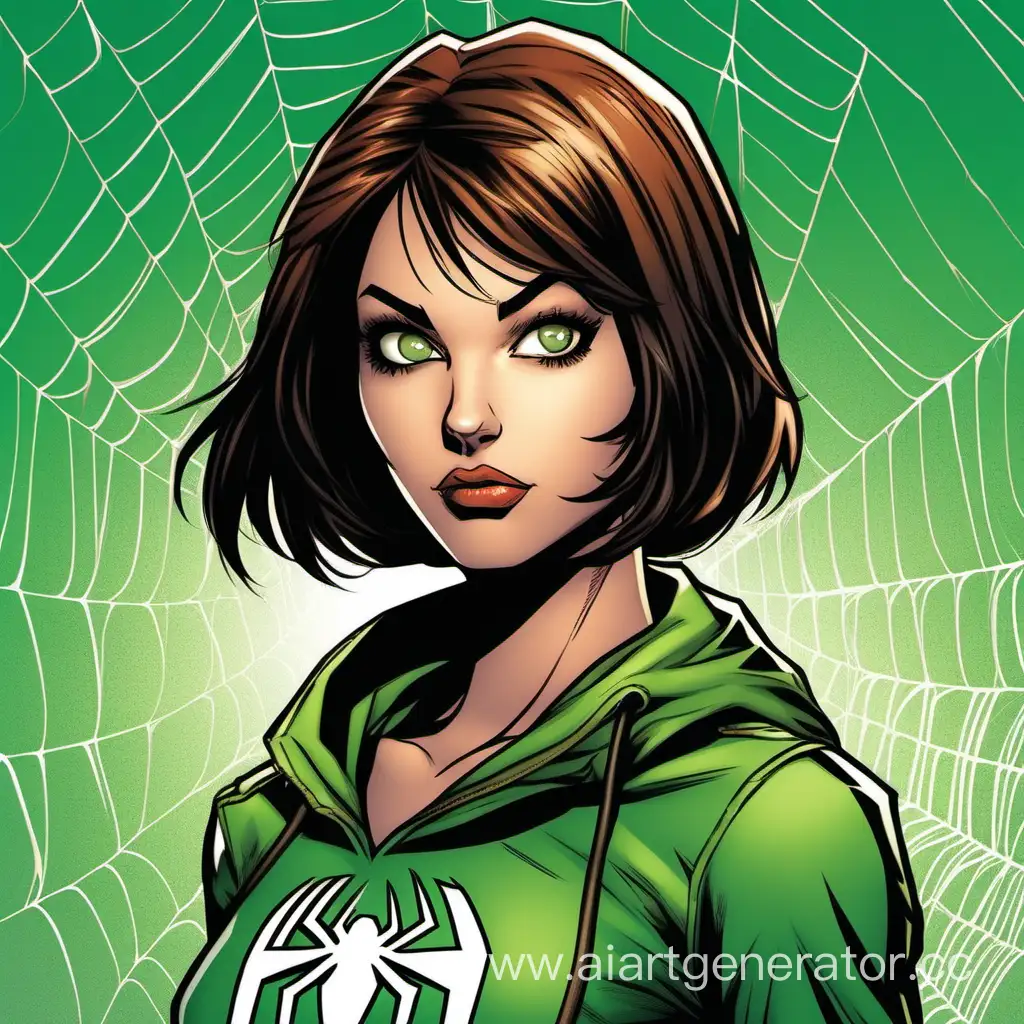 Young-Woman-with-Bob-Cut-Hair-in-SpiderMan-Comic-Style