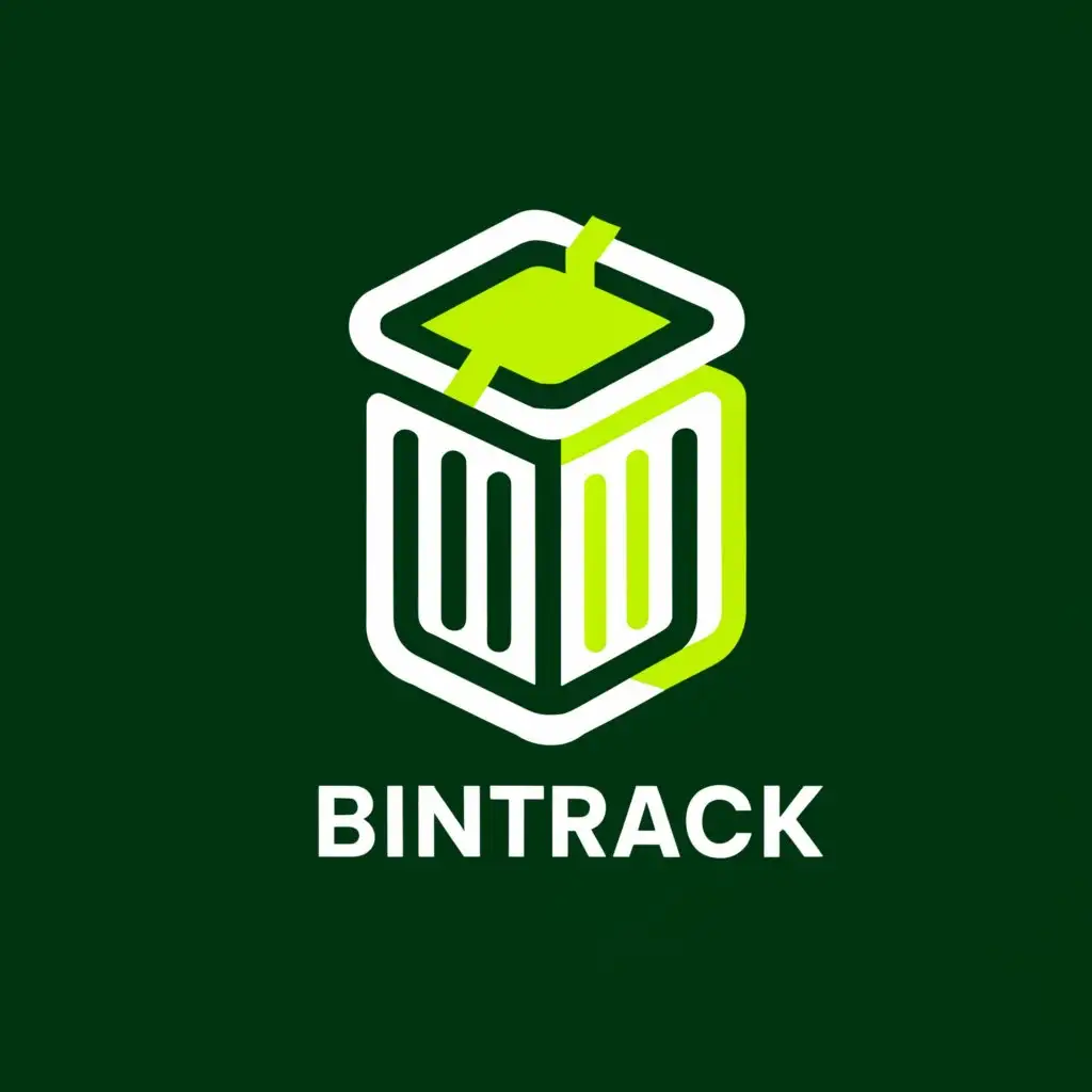a logo design,with the text 'BinTrack', main symbol:trash bin, green, eco, 2 bin together in 1 case, fix the color yellow green on top ,complex,clear background