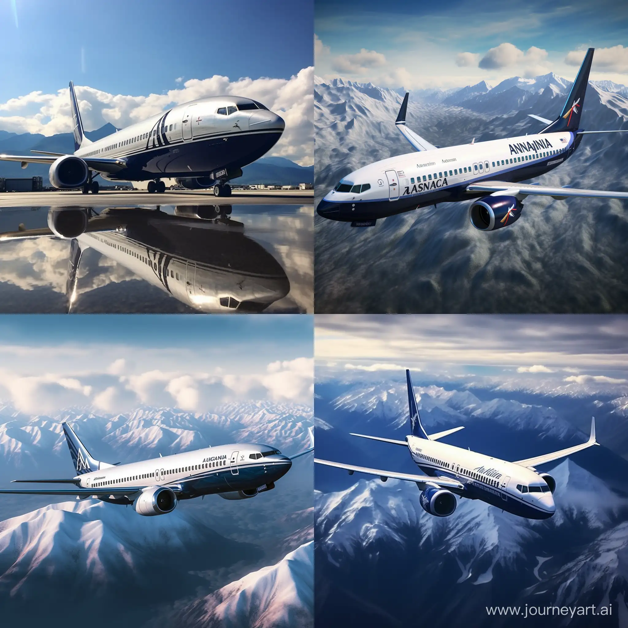 Photorealistic Boeing 737 with an Alaskan livery held together with duct tape.