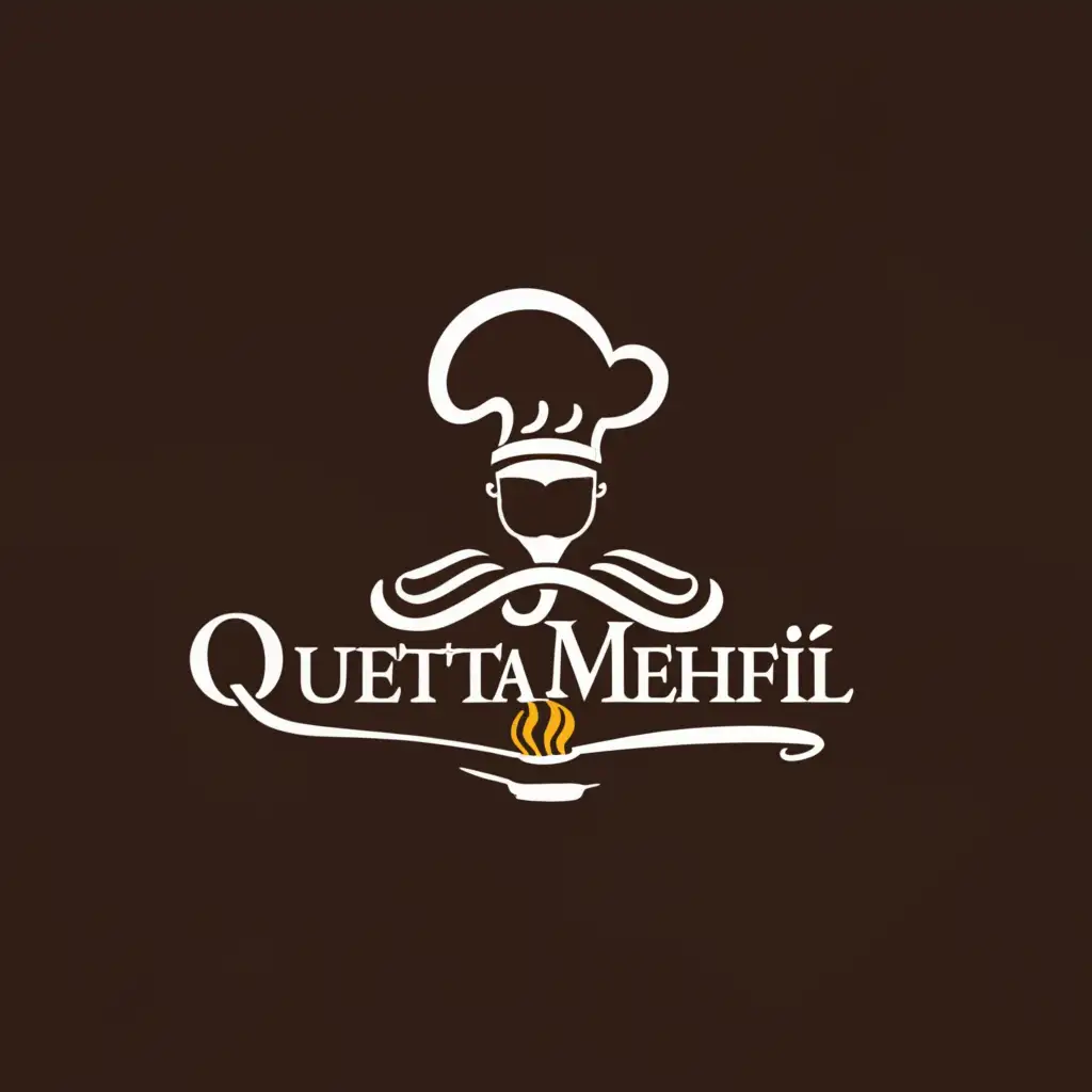 LOGO-Design-For-Quetta-Mehfil-Elegant-Chef-Cap-and-Plate-Emblem-for-Restaurant-Branding
