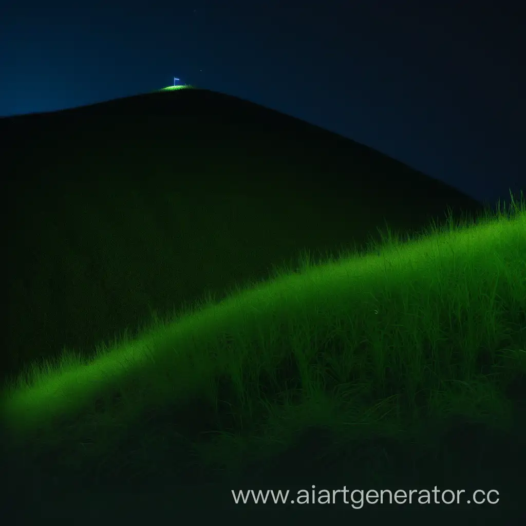 травянистый холм под сильным наклоном в ночное время