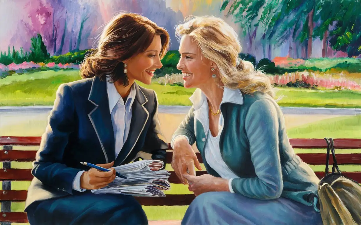 Empowering-Connection-Businesswoman-and-Housewife-Friendship-Oil-Painting