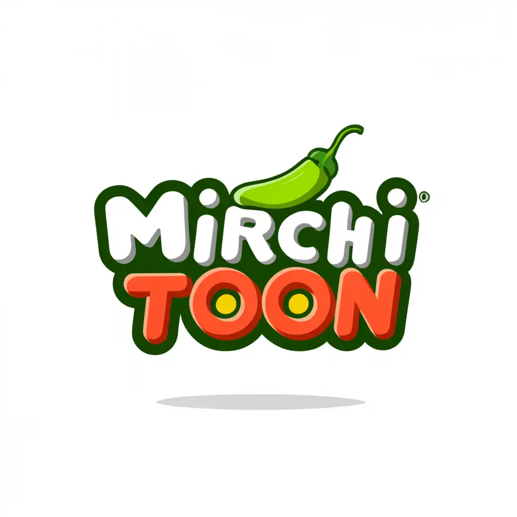 a logo design,with the text 'Mirchi Toon', main symbol:Green Chilli,Moderate, clear background