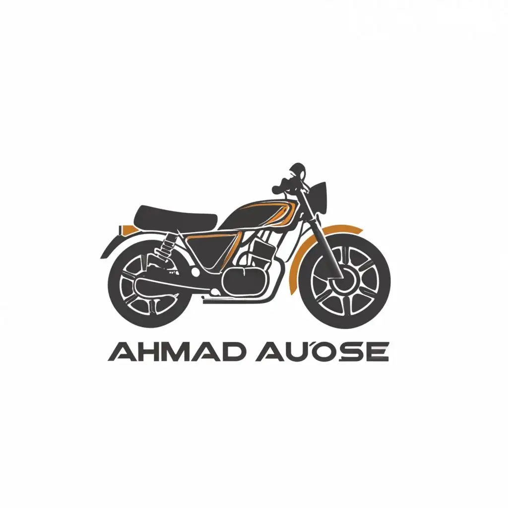 a logo design,with the text "AHMAD AUTOSE", main symbol:HONDA CD 70 BIKE PARTS,Moderate,be used in Automotive industry,clear background