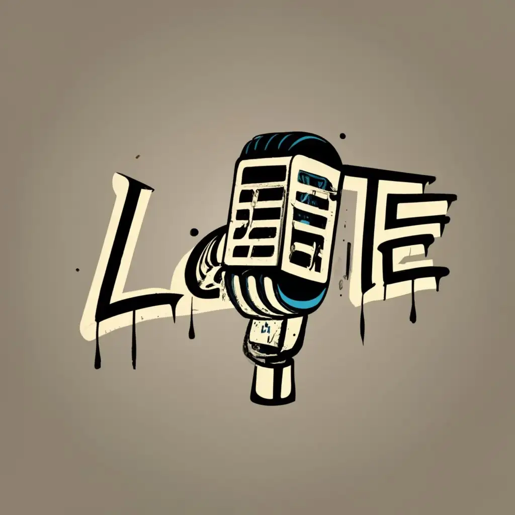 logo, Graffiti, microphone, with the text "L.O.T.E.", typography, be used in Entertainment industry