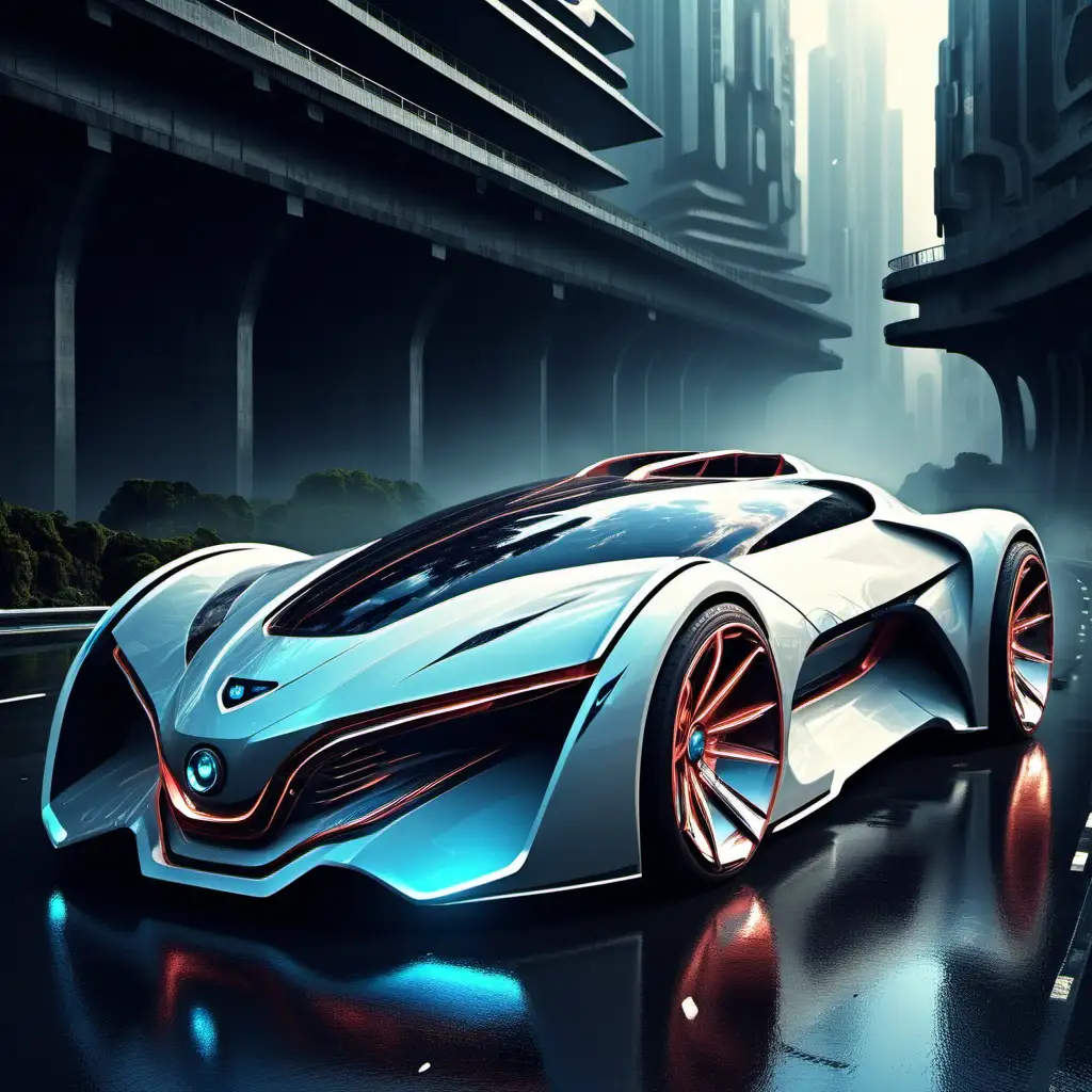 Futuristic Fantasy Car Concept with Sleek Design and Advanced Technology