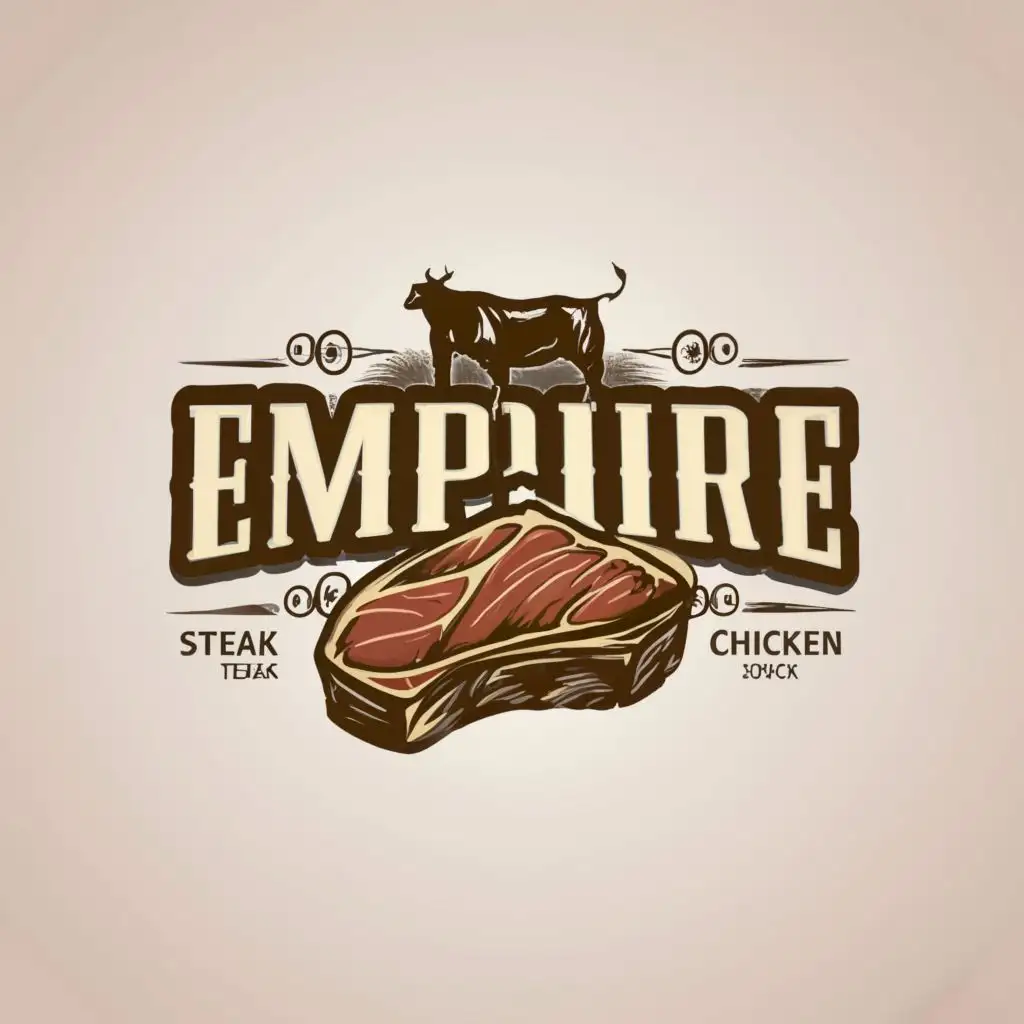 a logo design,with the text "EMPIRE MEATS, steak, chicken", main symbol:steak, bull,,Moderate,clear background
