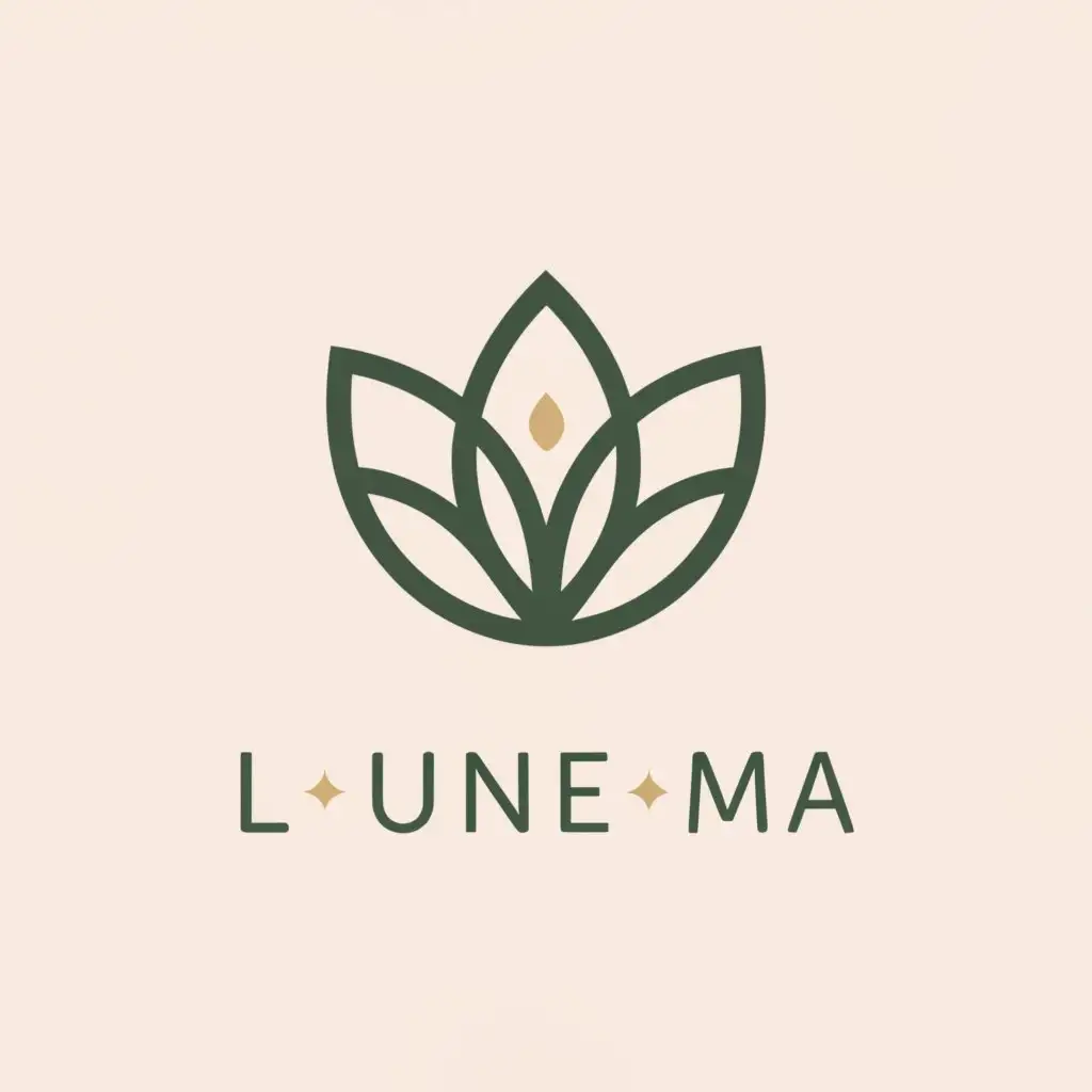a logo design,with the text "Lunema", main symbol:3 leaf Lotus simple,Minimalistic,clear background