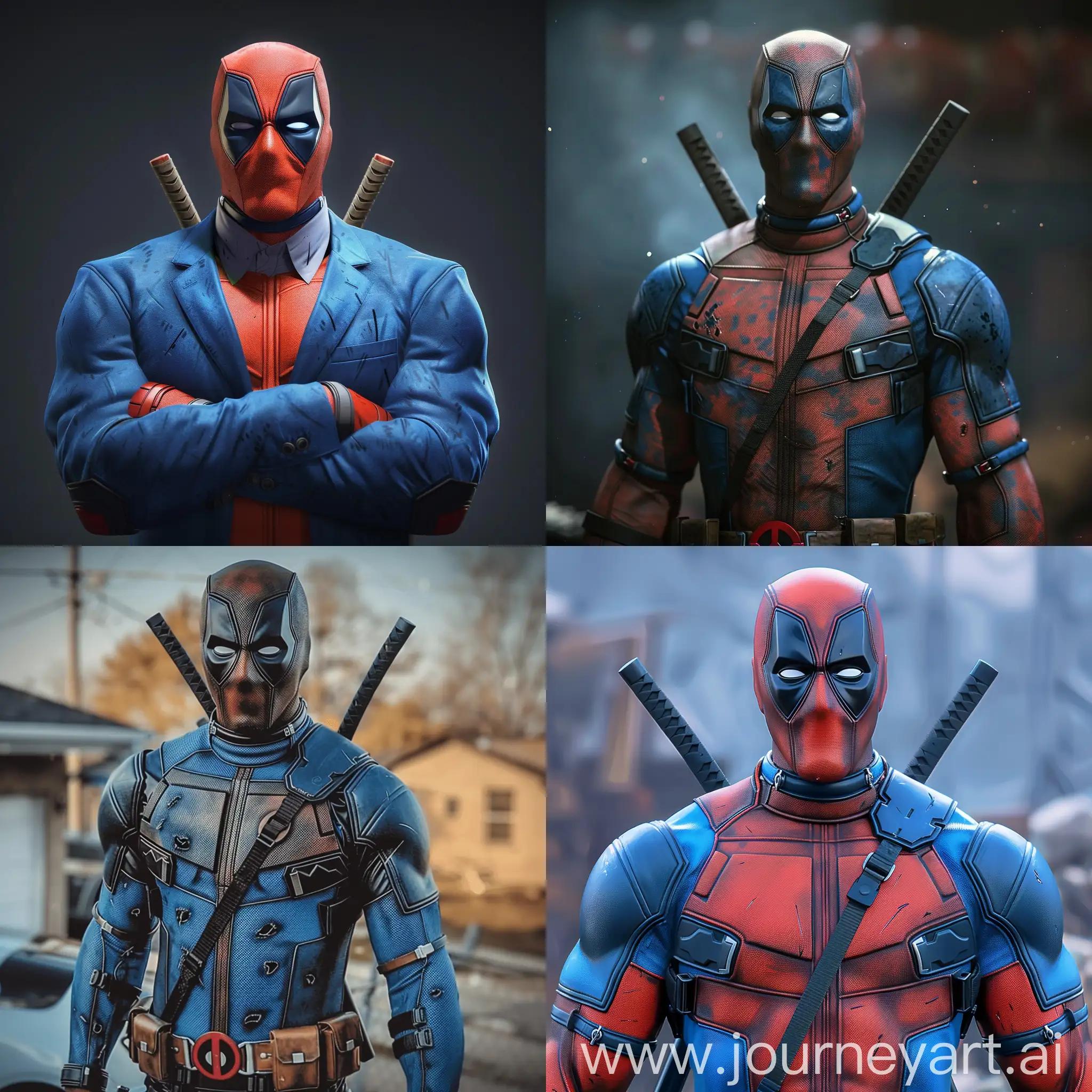 Deathpool in blue suit