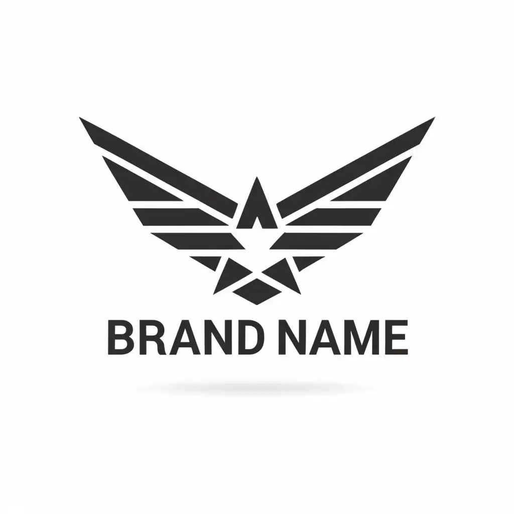 logo, black or white negative logo air force more variation hyperdetails, with the text "brand name", with the text "Brand name", typography, be used in Technology industry