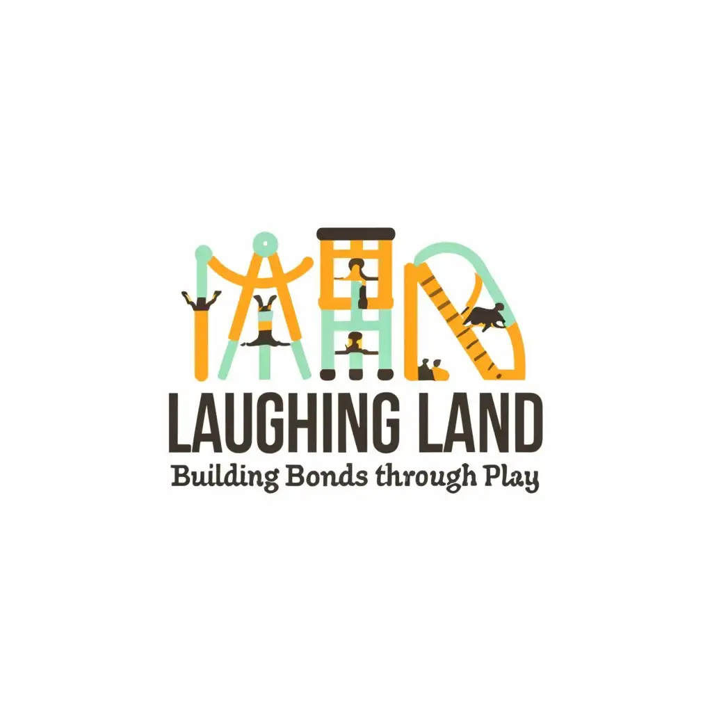 a logo design,with the text "laughing land - building bonds through play
background should be white. should be professional
 logo

", main symbol:kids playground for a primary school,Minimalistic,be used in Events industry,clear background