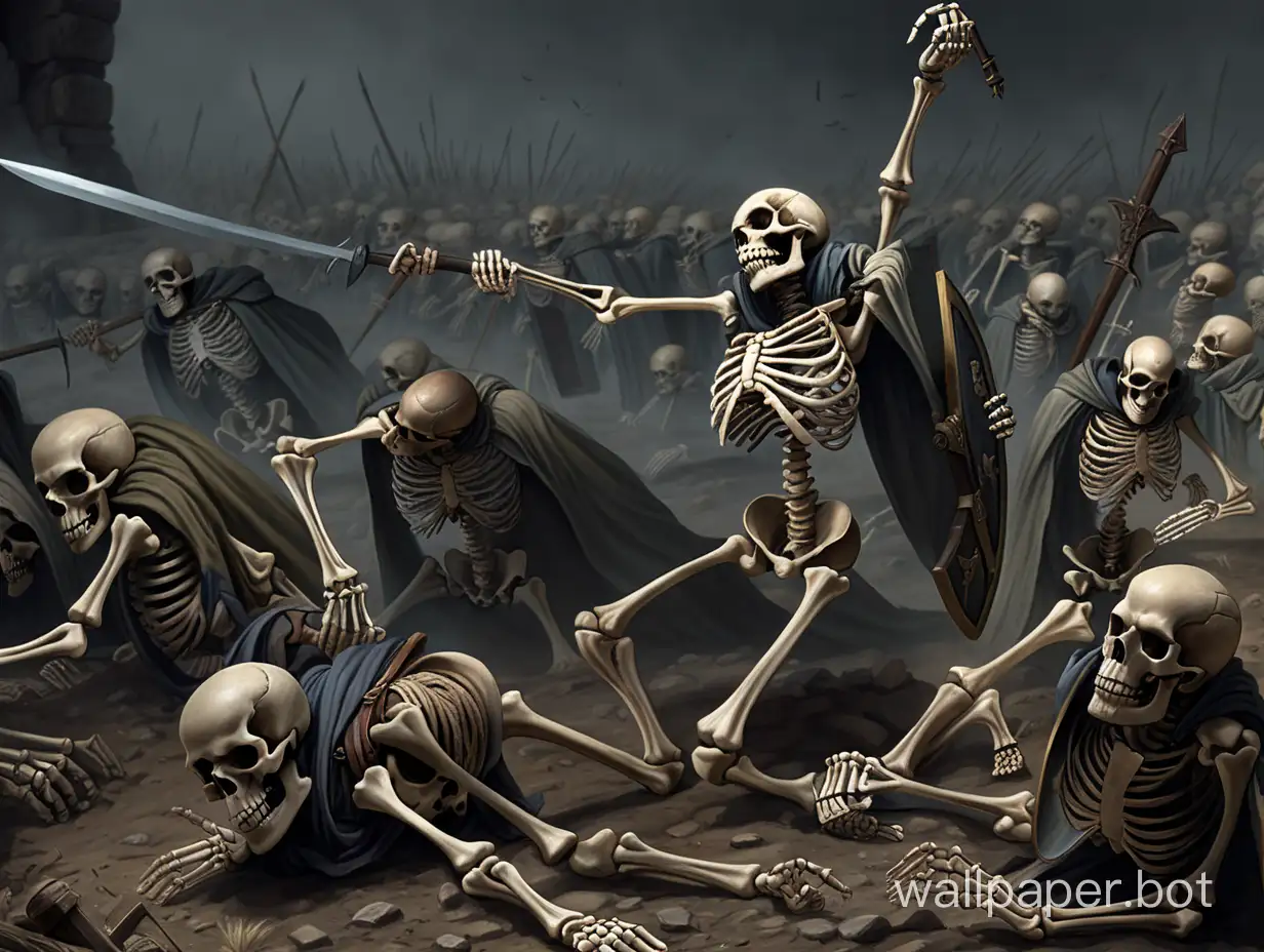 Epic-Battle-Skeleton-Warriors-Clash-with-Ancient-Humans-in-Darkness