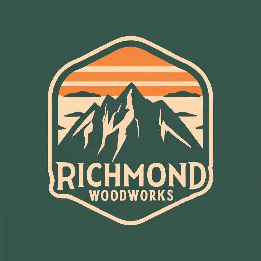 logo, mountain silhouette, with the text "Richmond Woodworks", typography, be used in Construction industry