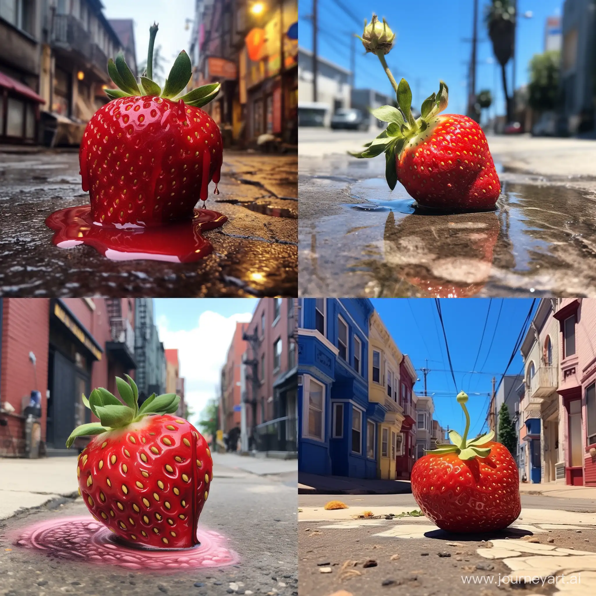 Vibrant-Strawberry-on-the-Street-Art