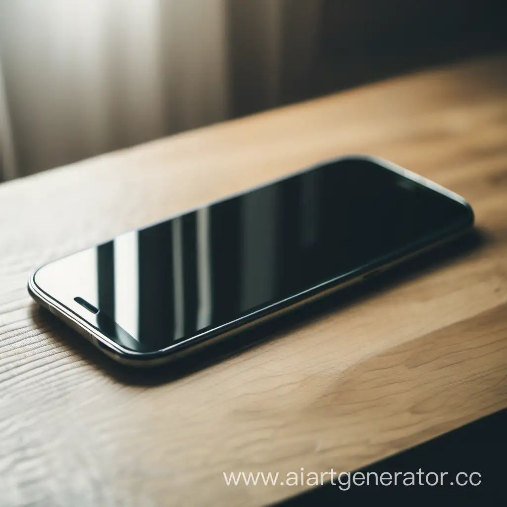 Modern-Smartphone-Resting-on-a-Polished-Table-Surface
